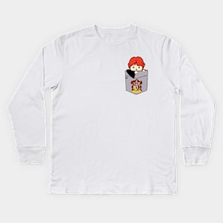 Scared Boy Red Head POUCHIE SHIRT - In Pocket Kids Long Sleeve T-Shirt